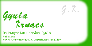 gyula krnacs business card