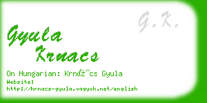 gyula krnacs business card